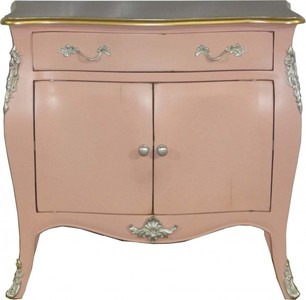 Casa Padrino Cómoda Barroca Rosa Antiguo / Plata / Oro 90 cm - Mueble de Lujo Casa Padrino Cómoda Barroca Rosa Antiguo / Plata / Oro 90 cm - Mueble de Lujo