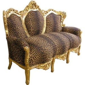 Casa Padrino Canapé Baroque Léopard/Or - Meuble de style antique avec motif léopard, 184 x 125 x 81 cm Casa Padrino Canapé Baroque Léopard/Or - Meuble de style antique avec motif léopard, 184 x 125 x 81 cm