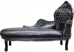 Casa Padrino Barock Chaiselongue Recamiere Schwarz Lederoptik Black Leatherlook Black Furniture Baroque Antik Stil Kunstleder PU Leather Interior Möbel Casa Padrino Barock Chaiselongue Recamiere Schwarz Lederoptik Black Leatherlook Black Furniture Baroque Antik Stil Kunstleder PU Leather Interior Möbel
