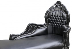 Casa Padrino Barock Chaiselongue Recamiere Schwarz Lederoptik Black Leatherlook Black Furniture Baroque Antik Stil Kunstleder PU Leather Interior Möbel Casa Padrino Barock Chaiselongue Recamiere Schwarz Lederoptik Black Leatherlook Black Furniture Baroque Antik Stil Kunstleder PU Leather Interior Möbel