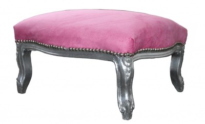 Casa Padrino Baroque XXL ottoman Mod3 Pink / Silver - Stool - Antique style