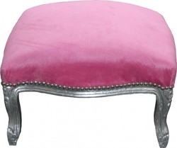 Casa Padrino barocco XXL ottoman Mod3 colore rosa / argento - Sgabello - stile antico