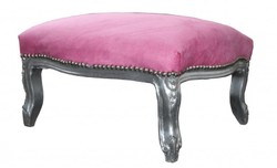 Casa Padrino barocco XXL ottoman Mod3 colore rosa / argento - Sgabello - stile antico
