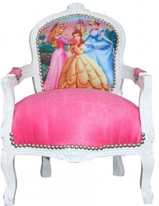Casa Padrino Silla Barroca Infantil Estilo Princesa, Rosa/Blanco, Altura 71 cm Casa Padrino Silla Barroca Infantil Estilo Princesa, Rosa/Blanco, Altura 71 cm
