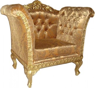 Casa Padrino Baroque Lounge Armchair Gold Pattern / Gold, Solid Mahogany Wood, Velvet, 102 x 70 x 70 cm Casa Padrino Baroque Lounge Armchair Gold Pattern / Gold, Solid Mahogany Wood, Velvet, 102 x 70 x 70 cm