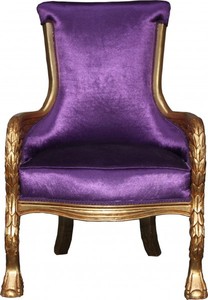 Casa Padrino Baroque Lounge Chair Eagle Feather in Antique Style, Purple / Gold, 110 x 71 x 76 cm Casa Padrino Baroque Lounge Chair Eagle Feather in Antique Style, Purple / Gold, 110 x 71 x 76 cm