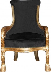 Casa Padrino Baroque Lounge Chair in Antique Style, Black / Gold, 110 x 71 x 76 cm Casa Padrino Baroque Lounge Chair in Antique Style, Black / Gold, 110 x 71 x 76 cm