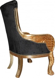 Casa Padrino Baroque Lounge Chair in Antique Style, Black / Gold, 110 x 71 x 76 cm