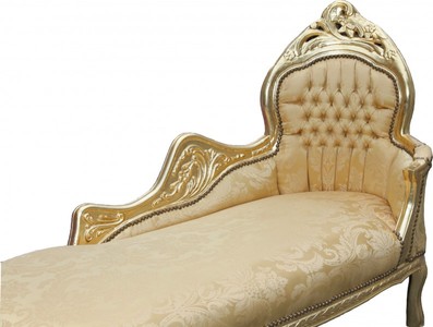 Casa Padrino Barock Chaiselongue Mod2 Gold Muster / Gold - Handgefertigte Luxus Liege 155 x 70 x 100 cm