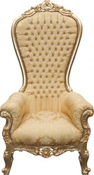 Casa Padrino Sillón Trono Barroco Majestic Mod2 Patrón Oro / Oro con Estrás Bling Bling - 190 x 95 x 72 cm