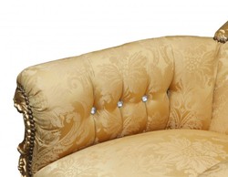Casa Padrino Sillón Trono Barroco Majestic Mod2 Patrón Oro / Oro con Estrás Bling Bling - 190 x 95 x 72 cm