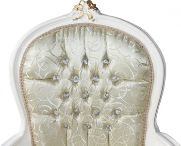 Casa Padrino Barock Salon Stuhl Mod1 Creme / Gold mit Bling Bling Glitzersteinen