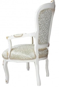 Casa Padrino Barock Salon Stuhl Mod1 Creme / Gold mit Bling Bling Glitzersteinen
