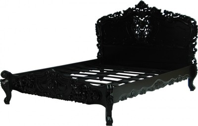 Casa Padrino Cama Barroca Pure Baroque Negro Madera de Caoba Maciza 160 x 200 cm Casa Padrino Cama Barroca Pure Baroque Negro Madera de Caoba Maciza 160 x 200 cm