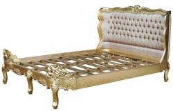 Casa Padrino Letto Barocco Barocco Splendid Oro / Crema Tessuto Raso 180 x 200 cm Casa Padrino Letto Barocco Barocco Splendid Oro / Crema Tessuto Raso 180 x 200 cm