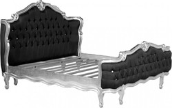 Casa Padrino Cama Barroca St. Tropez Negro / Plata con Piedras de Estrás Bling Bling 180 x 200 cm Casa Padrino Cama Barroca St. Tropez Negro / Plata con Piedras de Estrás Bling Bling 180 x 200 cm
