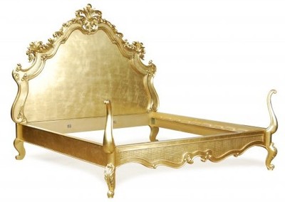 Casa Padrino Baroque Bed Lusso Superior Gold 180 x 200 cm made of solid mahogany