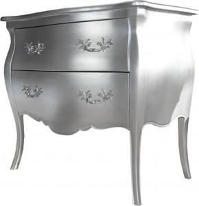 Casa Padrino Barock Kommode mit 2 Schubladen Mod2 Silber, Breite 95 cm, Höhe 86 cm, Tiefe 53 cm