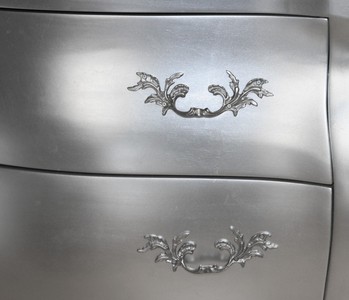 Casa Padrino Barock Kommode mit 2 Schubladen Mod2 Silber, Breite 95 cm, Höhe 86 cm, Tiefe 53 cm