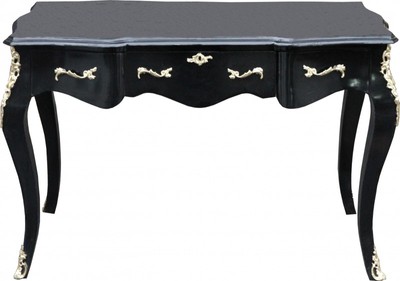 Casa Padrino Luxury Baroque Console Table Black/Gold 120 x 80 x 58 cm - Writing Desk with 3 Drawers Casa Padrino Luxury Baroque Console Table Black/Gold 120 x 80 x 58 cm - Writing Desk with 3 Drawers