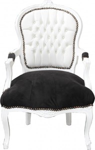Casa Padrino Baroque Salon Chair White / Black mod2 Bling Bling Casa Padrino Baroque Salon Chair White / Black mod2 Bling Bling