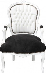 Casa Padrino barocco Salon Chair Bianco / Nero Mod2 Bling Bling