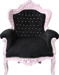 Casa Padrino Barock Sessel Thron Rosa Schwarz Bling Bling Glitzersteine Baroque Arm Chair Throne Black Rose Pink Rhinstones Möbel Interior Furniture Casa Padrino Barock Sessel Thron Rosa Schwarz Bling Bling Glitzersteine Baroque Arm Chair Throne Black Rose Pink Rhinstones Möbel Interior Furniture