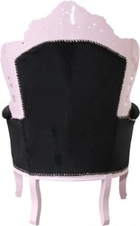 Casa Padrino Barock Sessel Thron Rosa Schwarz Bling Bling Glitzersteine Baroque Arm Chair Throne Black Rose Pink Rhinstones Möbel Interior Furniture Casa Padrino Barock Sessel Thron Rosa Schwarz Bling Bling Glitzersteine Baroque Arm Chair Throne Black Rose Pink Rhinstones Möbel Interior Furniture