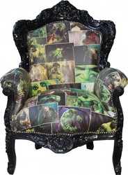 Casa Padrino Sillón Barroco King en exclusivo diseño cómic y piel sintética negra, 120 x 85 x 85 cm Casa Padrino Sillón Barroco King en exclusivo diseño cómic y piel sintética negra, 120 x 85 x 85 cm
