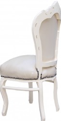 Casa Padrino Barock Esszimmer Stuhl Creme Lederoptik Creme Cream Leatherlook Baroque Dining Room Chair