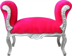Sgabello Casa Padrino barocco Sgabello Rosa / Silver - panca