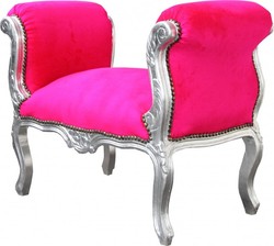 Sgabello Casa Padrino barocco Sgabello Rosa / Silver - panca