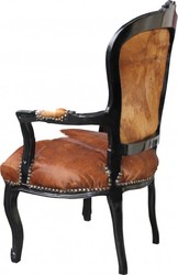 Casa Padrino barroco Salón de cuero de vaca marrón y negro / Negro Mod1 Casa Padrino barroco Salón de cuero de vaca marrón y negro / Negro Mod1