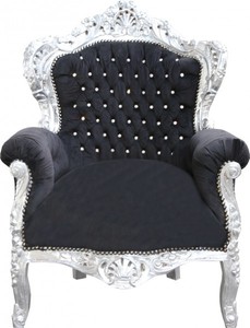 Casa Padrino Barock Wohnzimmer Set King Schwarz / Silber - 3-er Sofa, 2-er Sofa und 1 Sessel