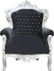 Casa Padrino Baroque Living Room Set King Black / Silver - 3-Seater Sofa, 2-Seater Sofa and 1 Armchair Casa Padrino Baroque Living Room Set King Black / Silver - 3-Seater Sofa, 2-Seater Sofa and 1 Armchair