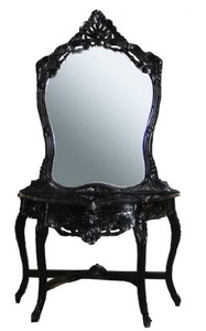 Casa Padrino Console Miroir Baroque Noire avec Plateau en Marbre - Console de Luxe avec Miroir - 196 cm x 102 cm x 40 cm Casa Padrino Console Miroir Baroque Noire avec Plateau en Marbre - Console de Luxe avec Miroir - 196 cm x 102 cm x 40 cm
