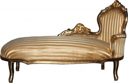 Casa Padrino Chaise Longue Baroque King Rayures Or / Or, Longueur 155 cm, Largeur 70 cm, Hauteur 100 cm