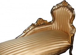 Casa Padrino Chaise Longue Baroque King Rayures Or / Or, Longueur 155 cm, Largeur 70 cm, Hauteur 100 cm