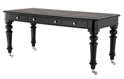 Casa Padrino Escritorio de Lujo Secretario Negro Brillante Laca Piano 170 x 80 cm