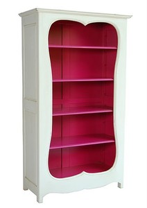 Casa Padrino Bibliothèque Baroque Blanc / Rose - Bois d'Acajou Massif - L 110 x H 185 x P 45 cm - Meuble de Luxe