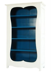 Casa Padrino Bibliothèque Baroque Blanc / Bleu, 110 x 45 x 185 cm, Étagère en Bois Massif Style Antique Casa Padrino Bibliothèque Baroque Blanc / Bleu, 110 x 45 x 185 cm, Étagère en Bois Massif Style Antique