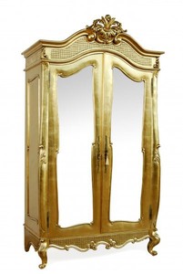 Casa Padrino Armoire de style baroque Or Bois massif L 107 x H 229 cm - Meuble de chambre antique