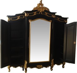 Casa Padrino armoire baroque noir / or - Armoire de chambre de style baroque - Mobilier de chambre baroque fait main Casa Padrino armoire baroque noir / or - Armoire de chambre de style baroque - Mobilier de chambre baroque fait main