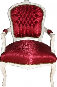 Casa Padrino Baroque Salon Chair Bordeaux Red Pattern / Antique White - Chairs Furniture Casa Padrino Baroque Salon Chair Bordeaux Red Pattern / Antique White - Chairs Furniture