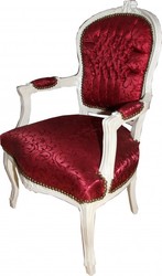 Casa Padrino Baroque Salon Chair Bordeaux Red Pattern / Antique White - Chairs Furniture