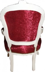 Casa Padrino Baroque Salon Chair Bordeaux Red Pattern / Antique White - Chairs Furniture