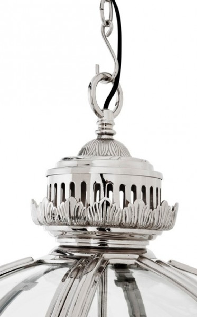 Casa Padrino baroque pendant lamp silver plated ball diameter 60 cm, height 88 cm - Baroque castle lamp lantern light Casa Padrino baroque pendant lamp silver plated ball diameter 60 cm, height 88 cm - Baroque castle lamp lantern light