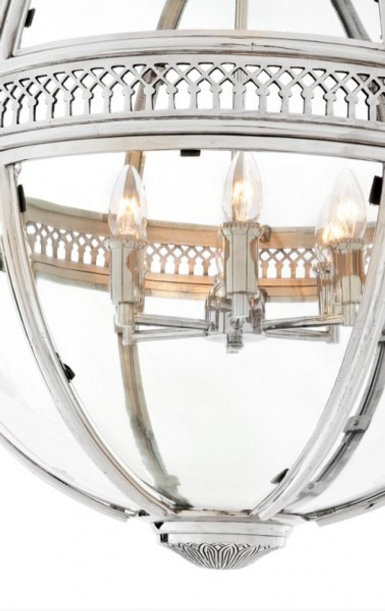 Casa Padrino baroque pendant lamp silver plated ball diameter 60 cm, height 88 cm - Baroque castle lamp lantern light Casa Padrino baroque pendant lamp silver plated ball diameter 60 cm, height 88 cm - Baroque castle lamp lantern light
