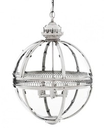 Casa Padrino Barock Hängeleuchte Kugel vernickelt Silber, Durchmesser 60 cm, Höhe 88 cm - Laterne im Schloss-Stil Casa Padrino Barock Hängeleuchte Kugel vernickelt Silber, Durchmesser 60 cm, Höhe 88 cm - Laterne im Schloss-Stil