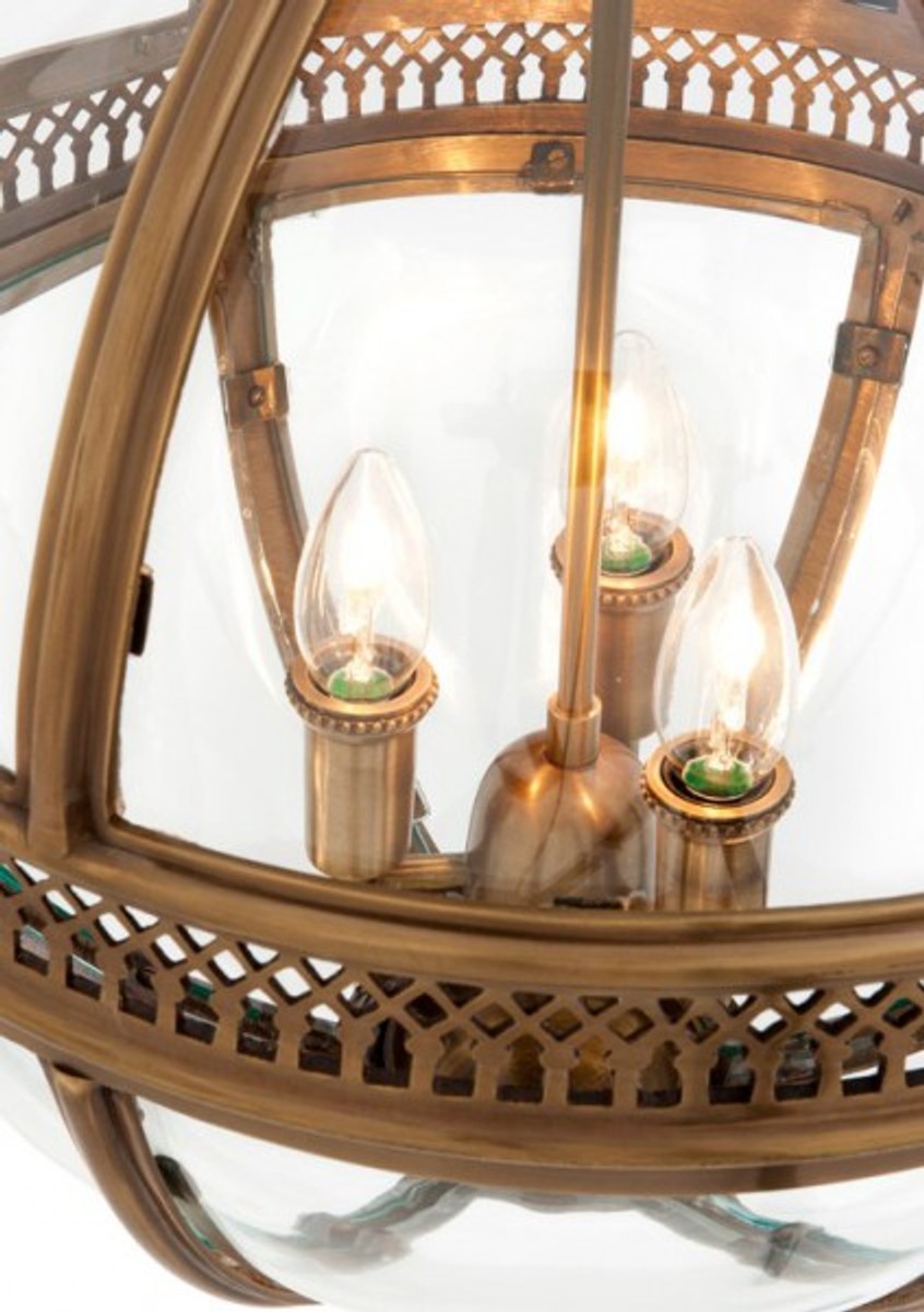 Casa Padrino Baroque Design pendant lamp antique brass ball diameter 43 cm, height 63 cm - Baroque castle lamp lantern light Casa Padrino Baroque Design pendant lamp antique brass ball diameter 43 cm, height 63 cm - Baroque castle lamp lantern light